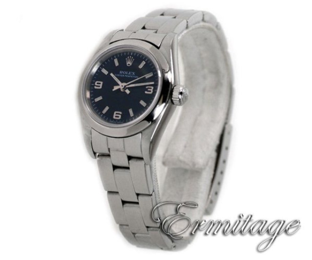 Rolex 76080 Steel on Oyster Black with Luminous Index & Silver Arabic 3-6-9